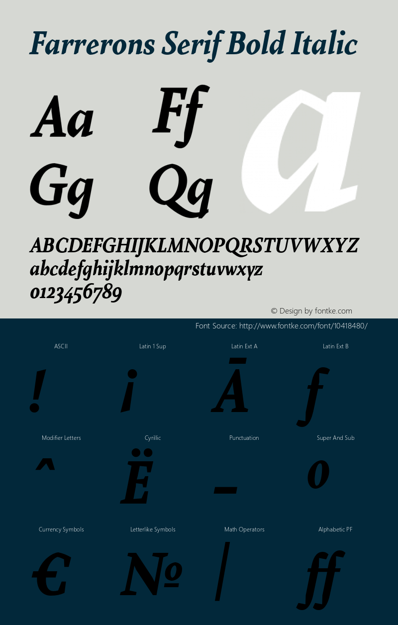 Farrerons Serif Bold Italic Version 1.000图片样张