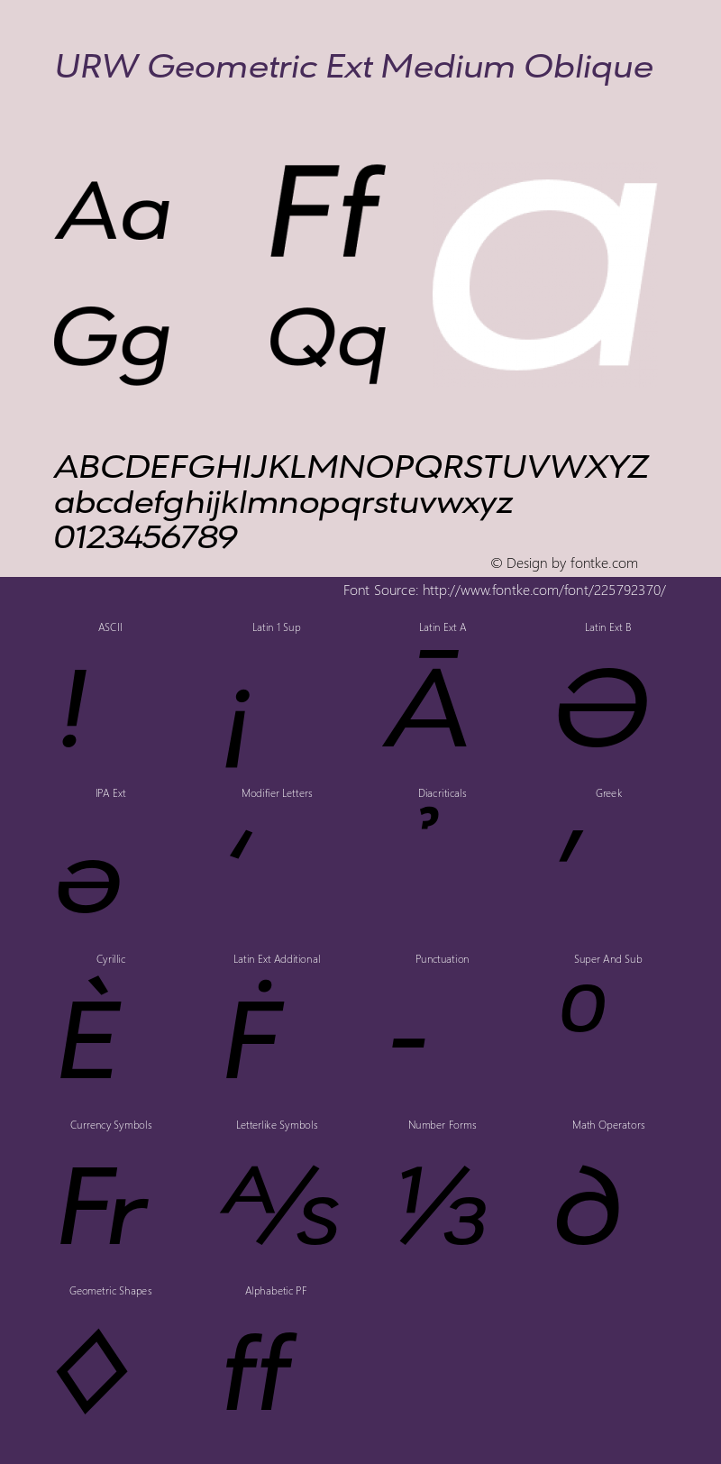 URWGeometricExt-MediumOblique Version 1.000;PS 1.00;hotconv 1.0.57;makeotf.lib2.0.21895图片样张