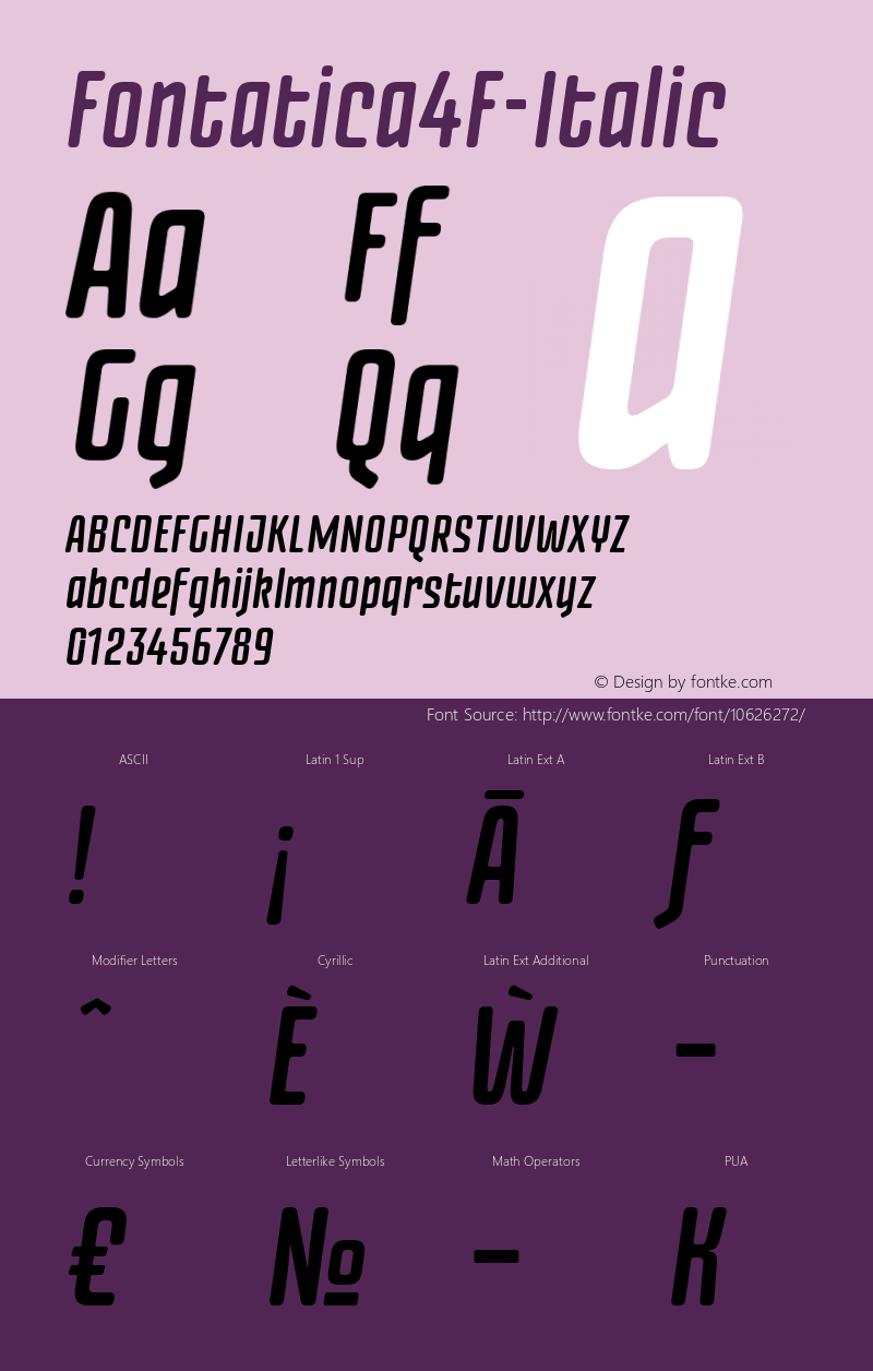 Fontatica4F-Italic ☞ 1.0;com.myfonts.easy.4thfebruary.fontatica-4f.italic.wfkit2.version.3TVJ图片样张