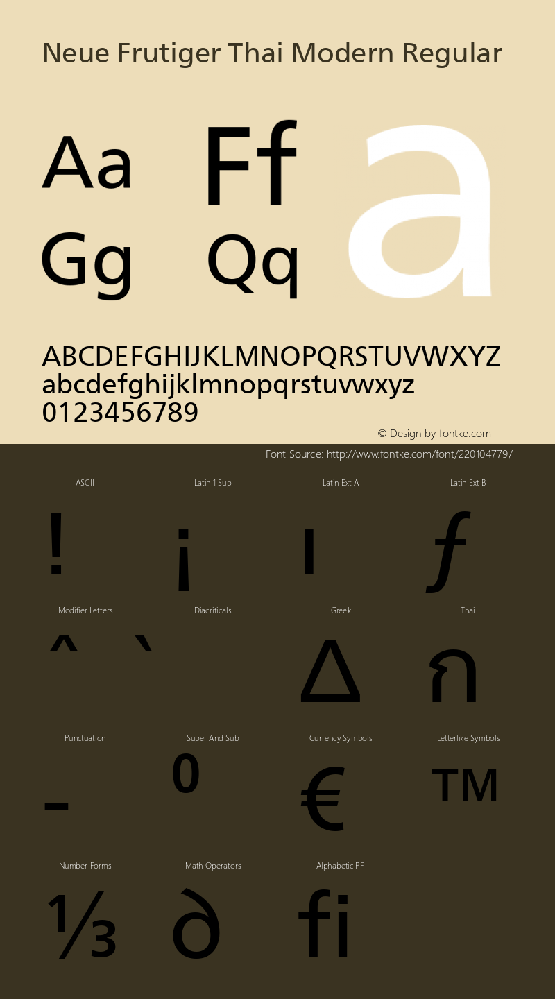 Neue Frutiger Thai Modern Version 1.10, build 21, s3图片样张