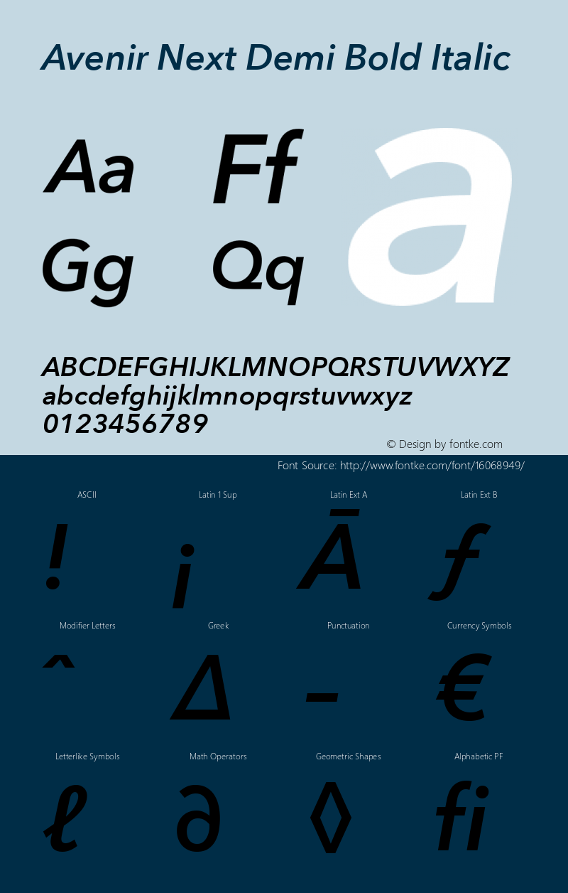 Avenir Next Demi Bold Italic 8.0d2e1图片样张