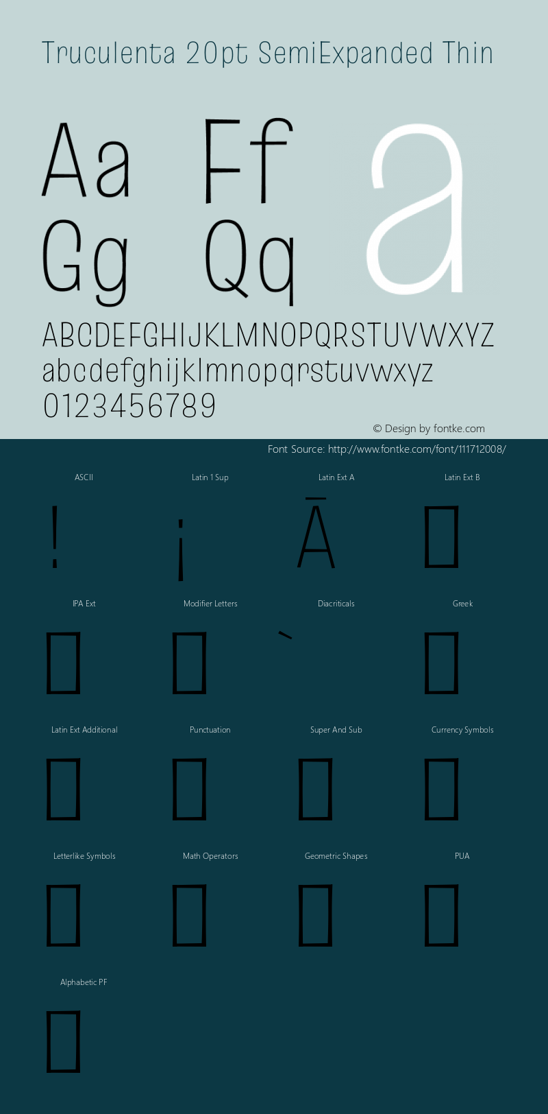 Truculenta 20pt SemiExpanded Thin Version 1.002图片样张