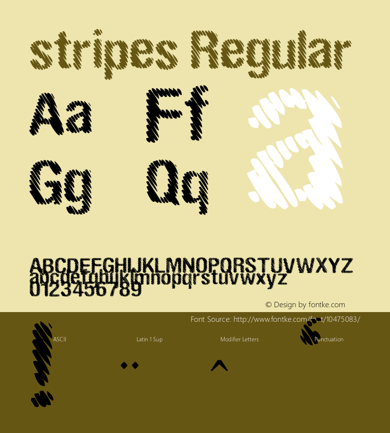 stripes Regular Version 1.00 February 25, 2013, initial release图片样张