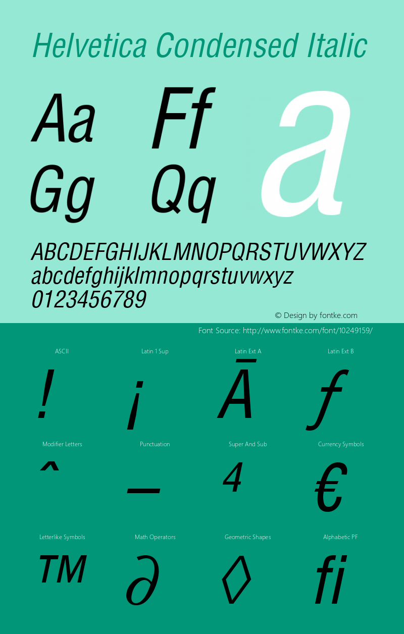 Helvetica Condensed Italic Version 1.0图片样张