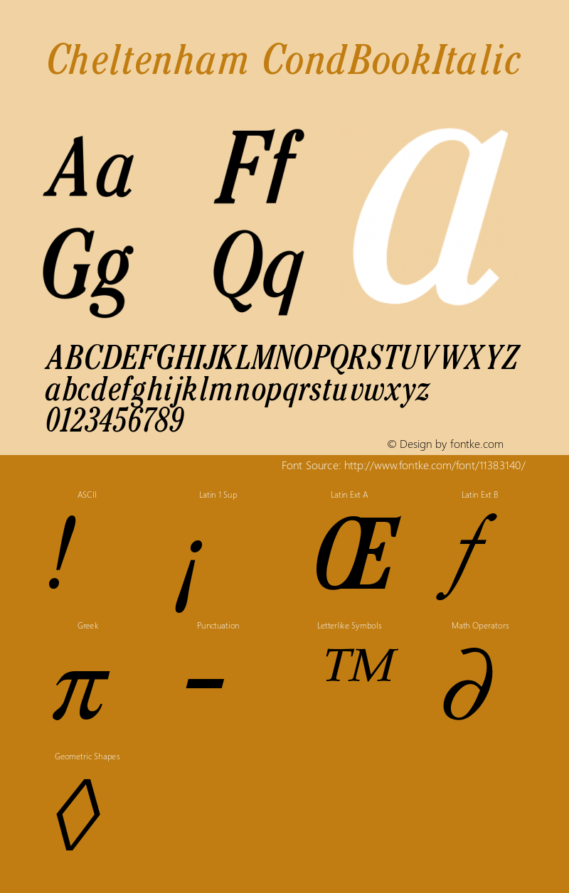 Cheltenham CondBookItalic Version 001.000图片样张