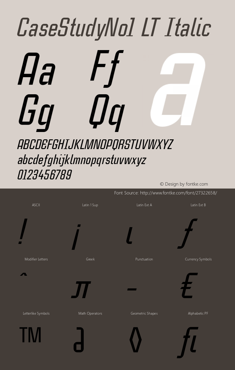 CaseStudyNo1 LT Medium Italic Version 2.01;2005图片样张