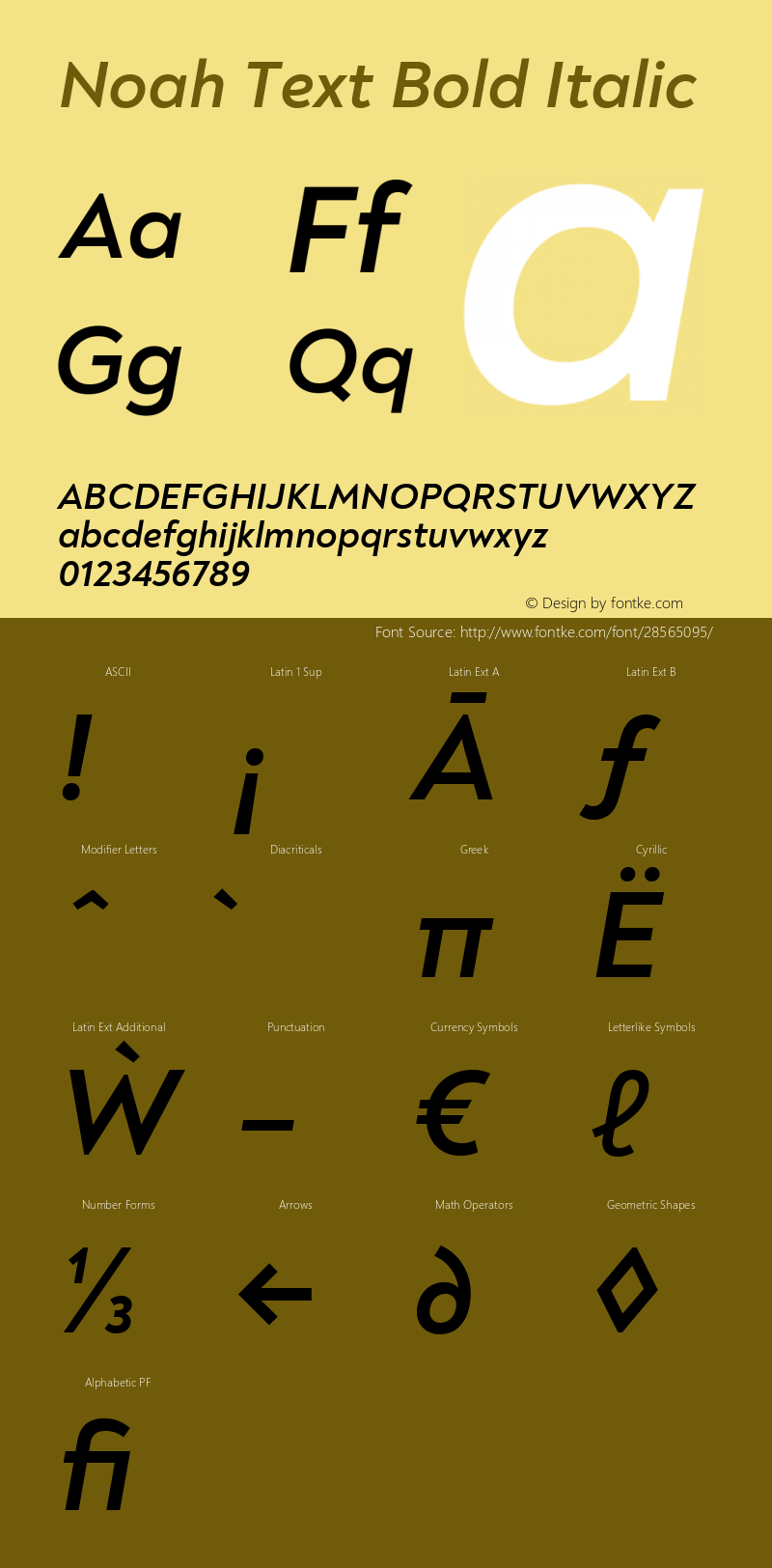 Noah Text Bold Italic Version 1.000; ttfautohint (v1.8)图片样张