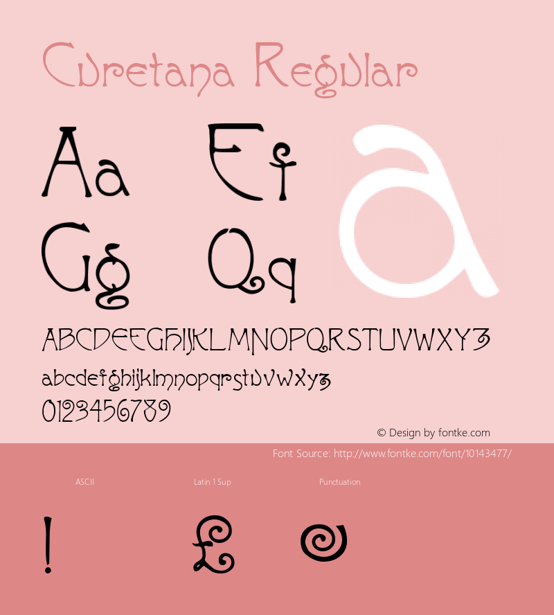 Curetana Regular Altsys Fontographer 4.0.3 3/26/96图片样张