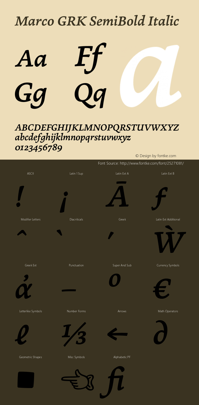 Marco GRK SemiBold Italic Version 1.002;PS 001.002;hotconv 1.0.70;makeotf.lib2.5.58329图片样张