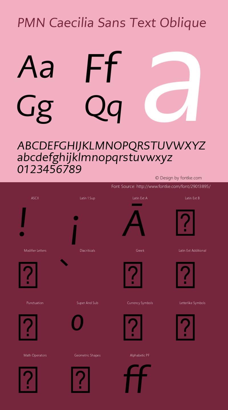 PMN Caecilia Sans Text Oblique Version 1.00图片样张