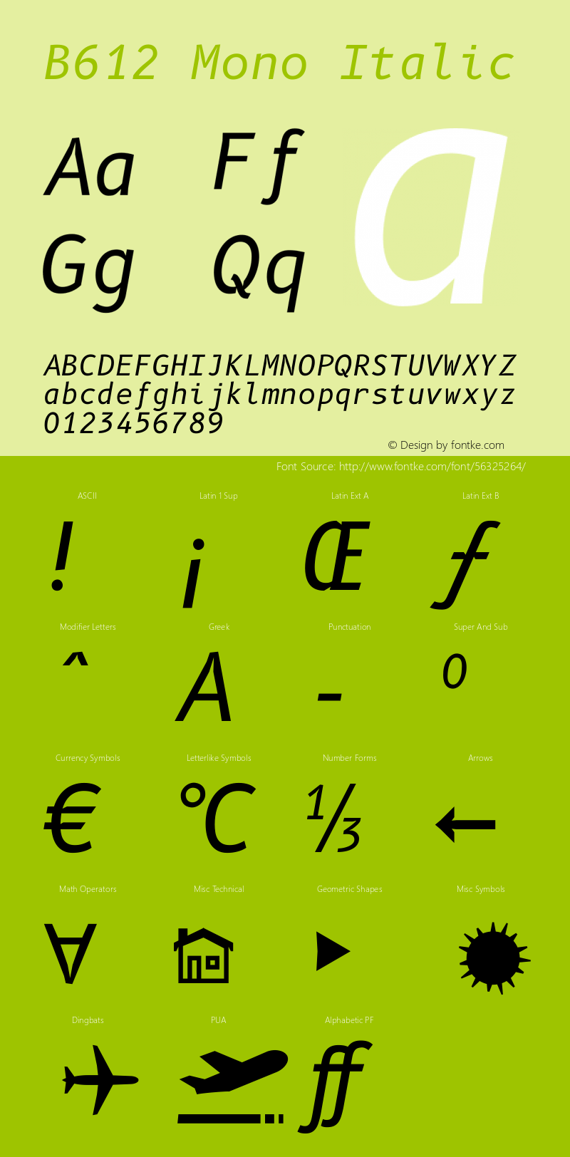 B612 Mono Italic Version 1.005图片样张