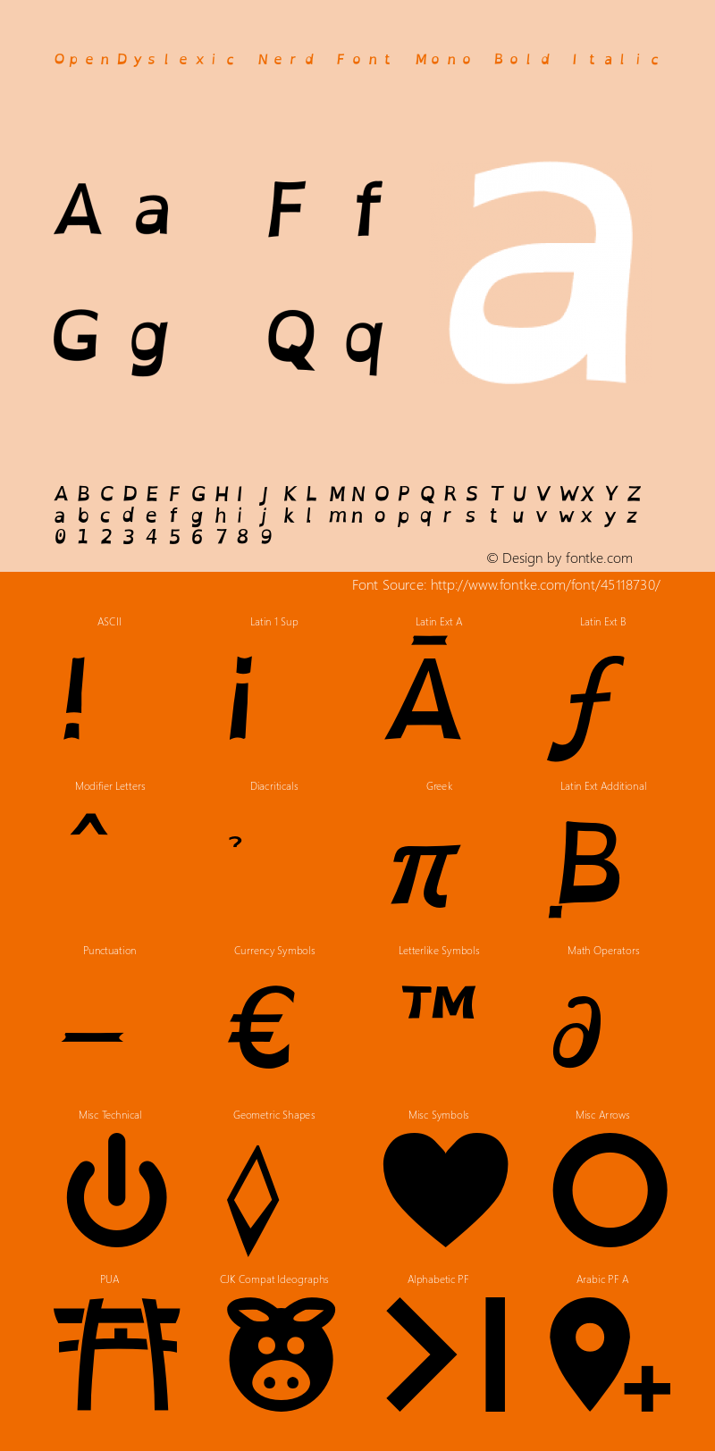 OpenDyslexic Bold Italic Nerd Font Complete Mono Version 2.001;PS 002.001;hotconv 1.0.70;makeotf.lib2.5.58329图片样张
