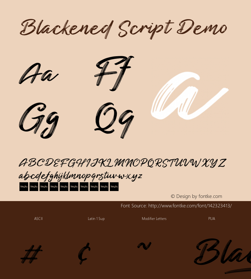 Blackened Script Demo Version 1.005;Fontself Maker 3.5.3图片样张