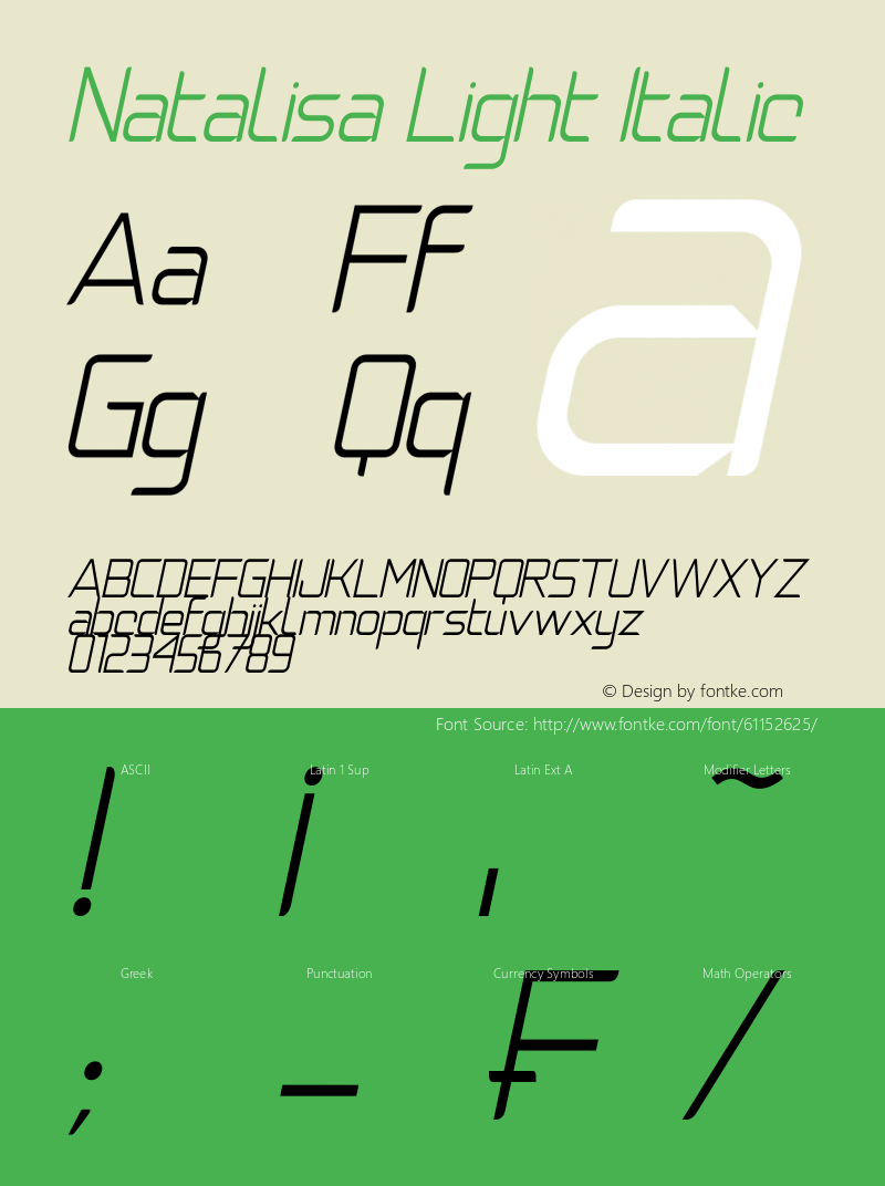 Natalisa Light Italic Version 1.00;March 27, 2020;FontCreator 13.0.0.2613 64-bit图片样张