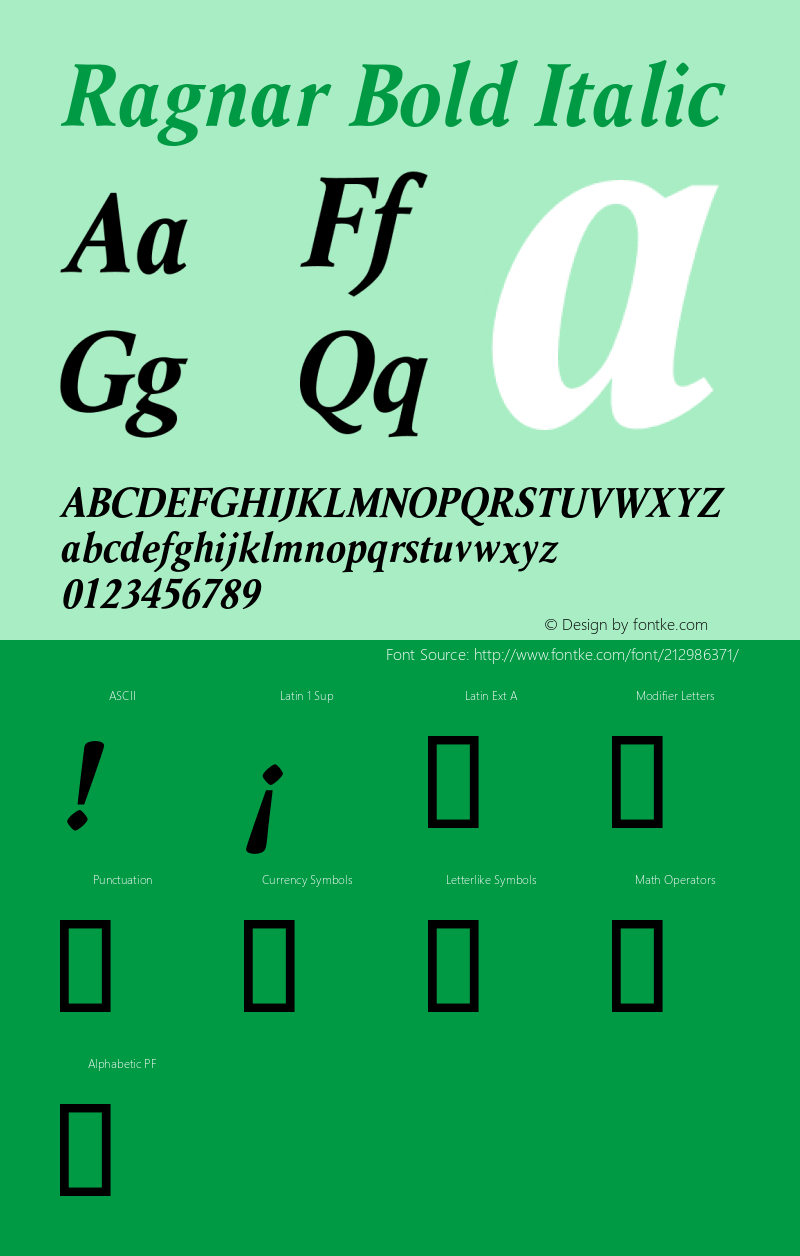 Ragnar Bold Italic Version 1.00图片样张