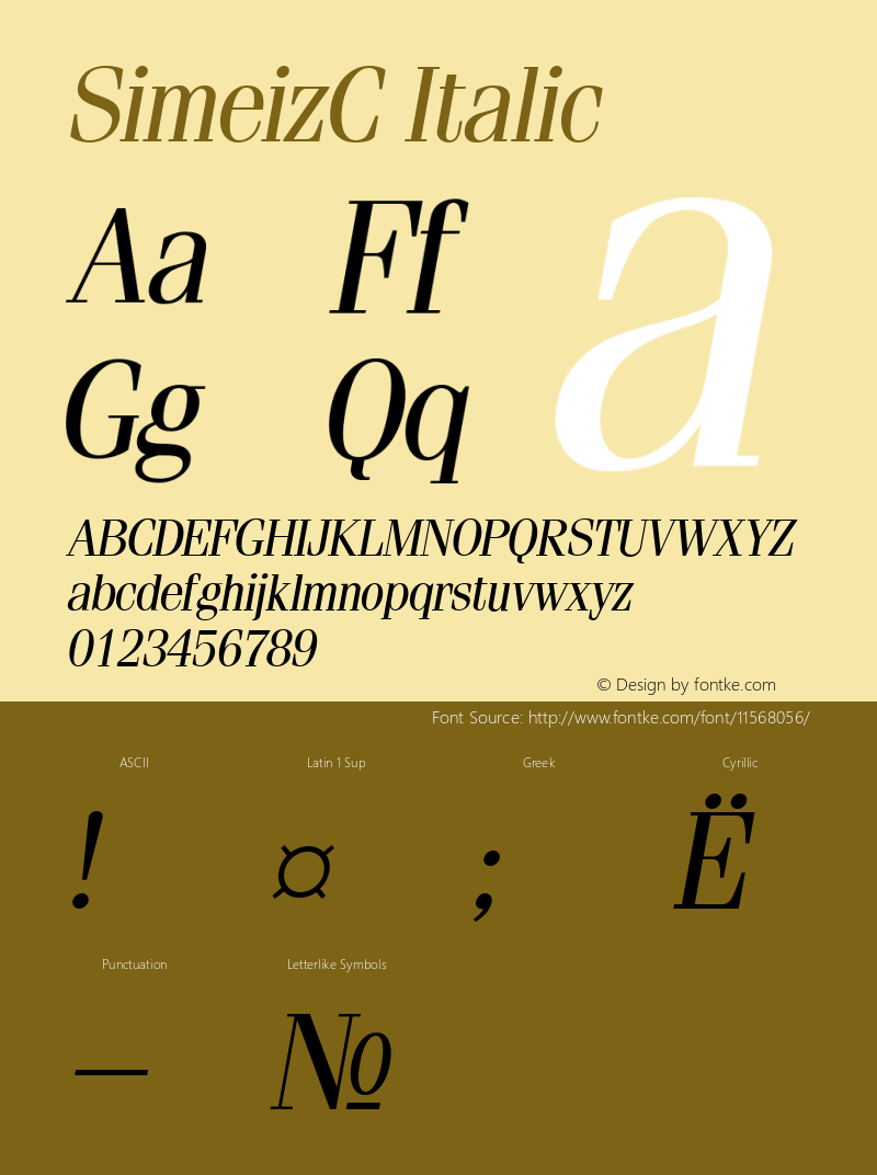 SimeizC Italic Version 001.001图片样张