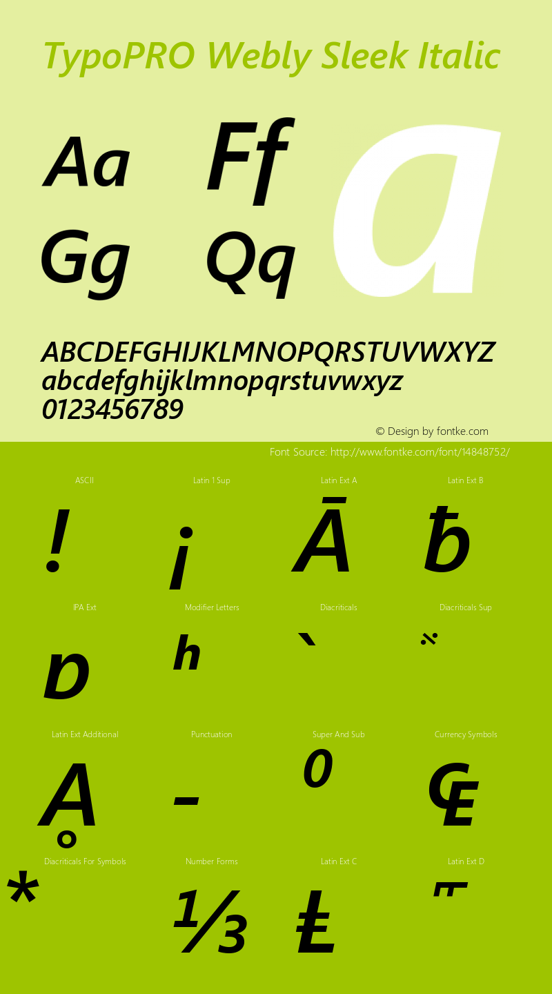 TypoPRO Webly Sleek Italic Version 0.10 January 23, 2013图片样张