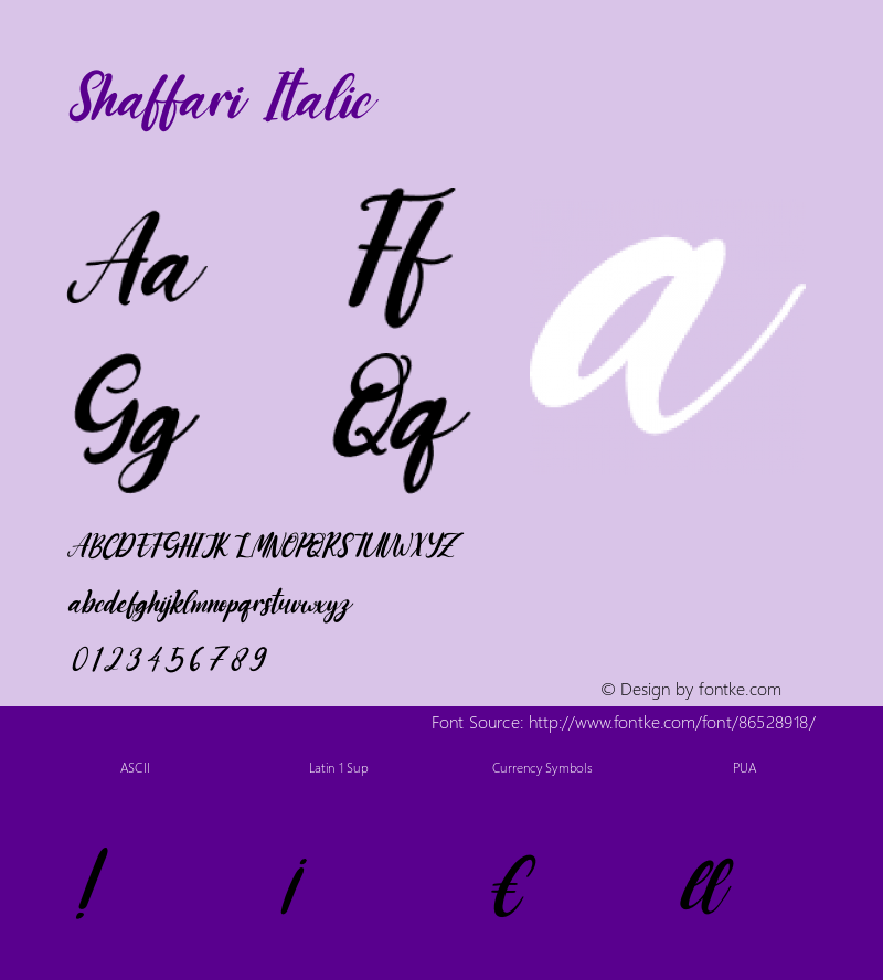 Shaffari Italic Version 1.00;October 14, 2020;FontCreator 12.0.0.2563 64-bit图片样张