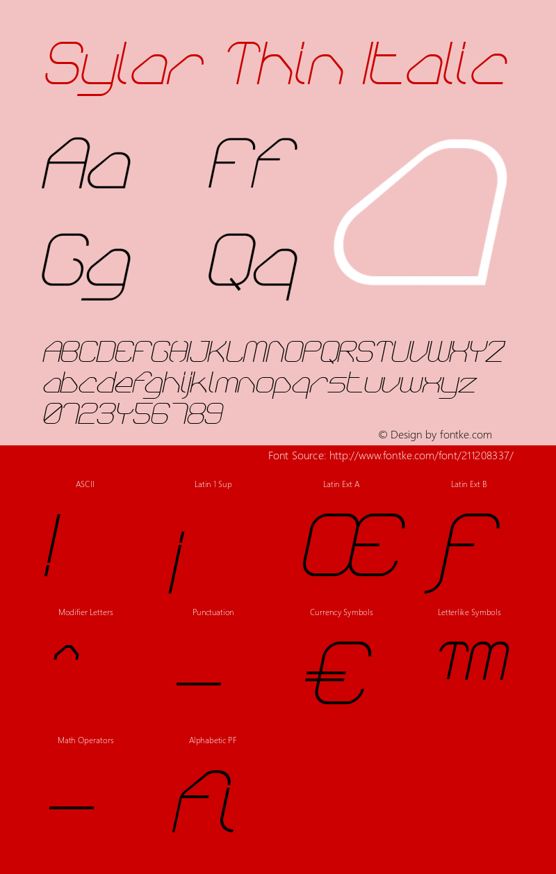 Sylar Thin Italic Version 001.000图片样张