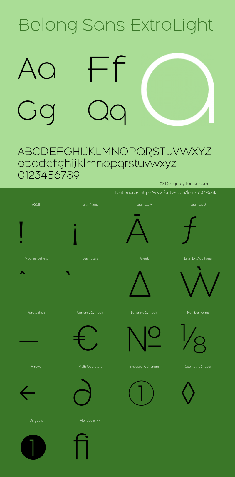 Belong Sans ExtraLight Version 1.000;hotconv 1.0.109;makeotfexe 2.5.65596图片样张