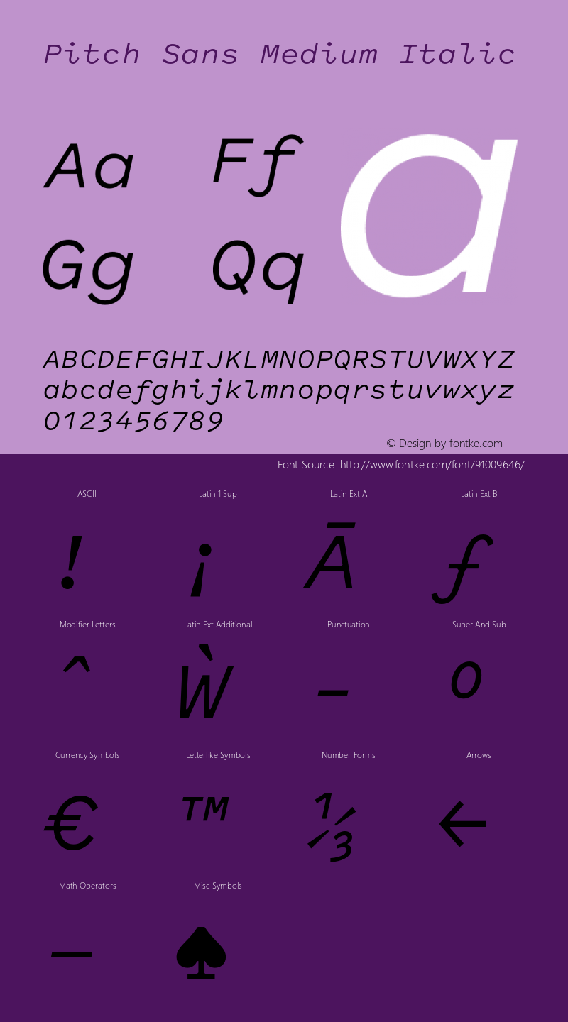 Pitch Sans Medium Italic Version 1.001图片样张