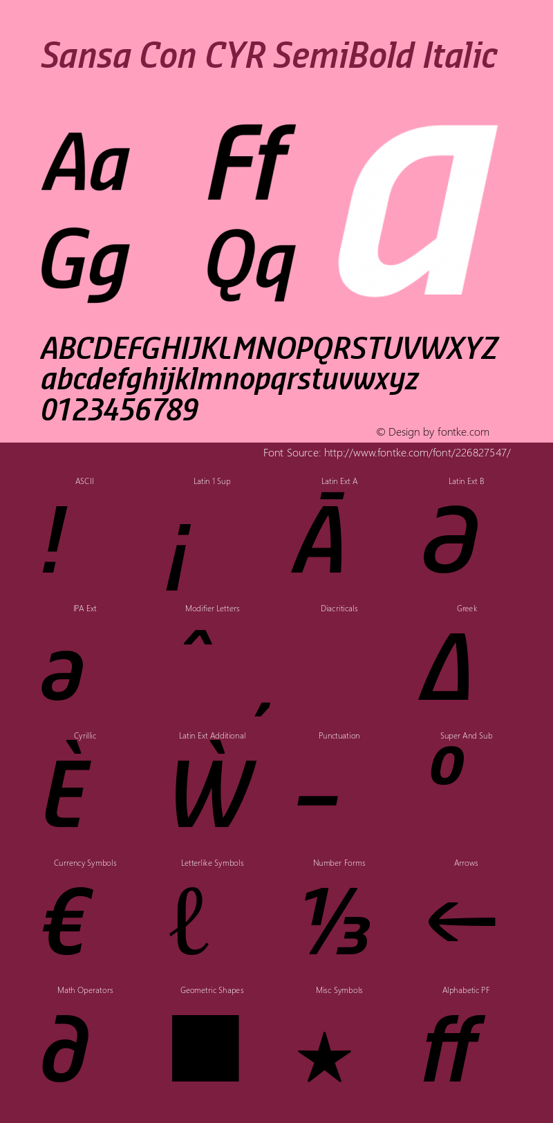 Sansa Con CYR SemiBold Italic Version 1.001图片样张
