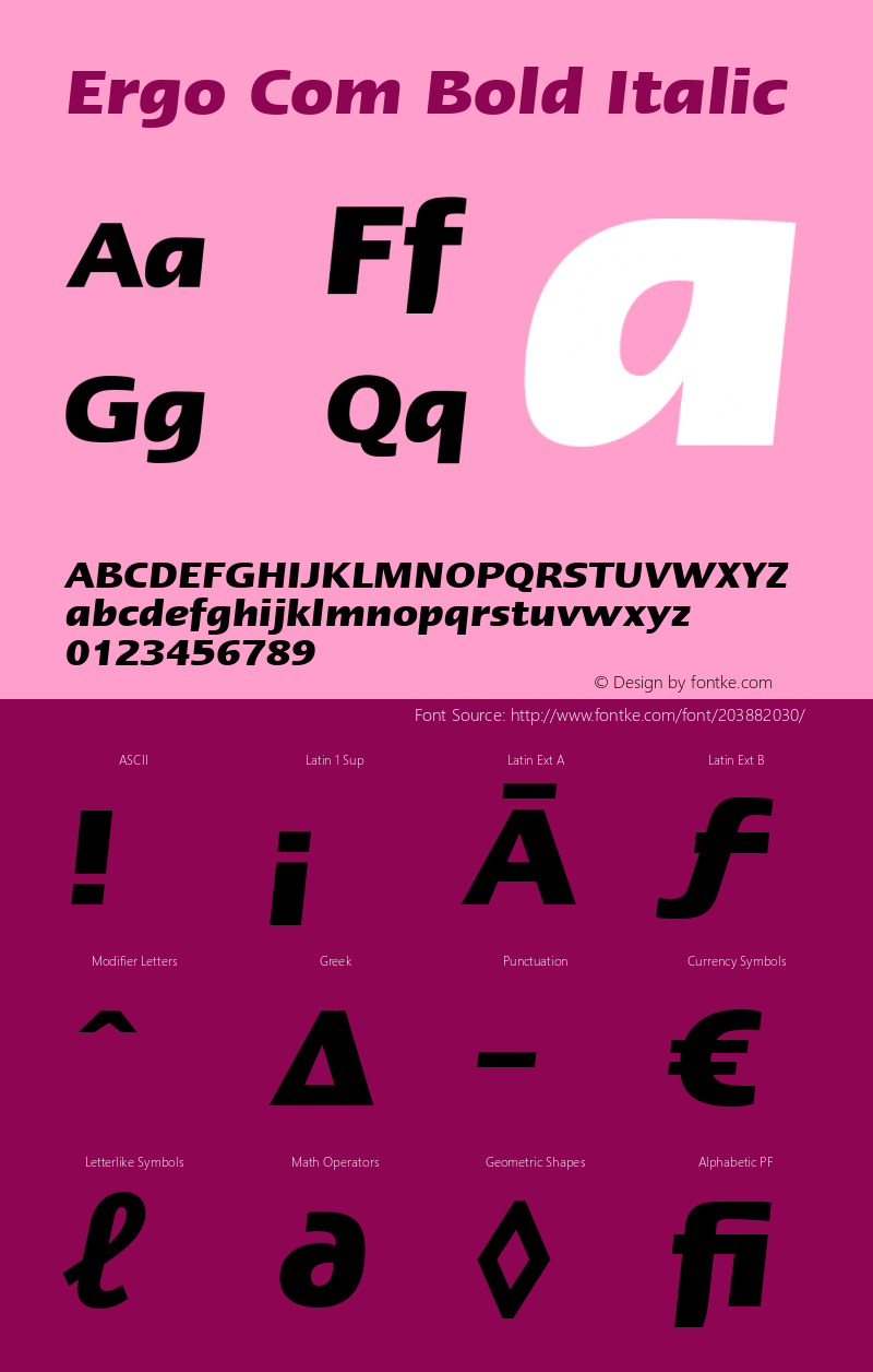 Linotype Ergo Com Bold Italic Version 1.01;2006图片样张