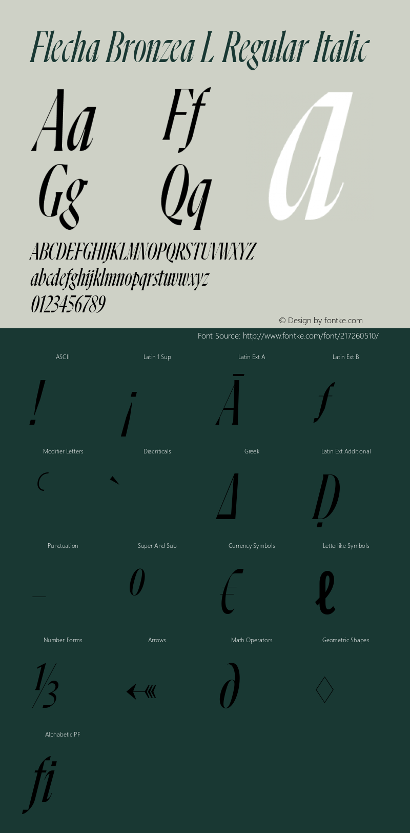 Flecha Bronzea L  Regular Italic Version 1.001图片样张