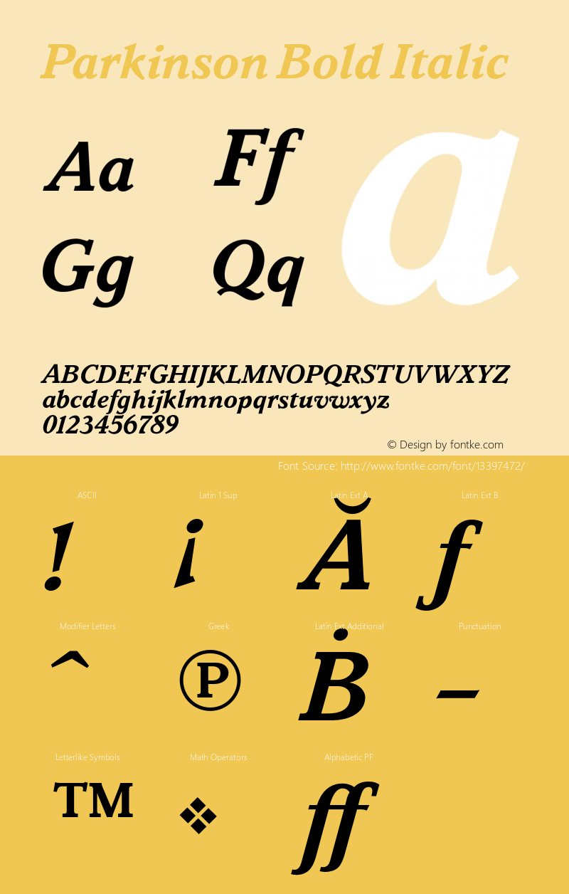 Parkinson Bold Italic Version 1.001 2005图片样张