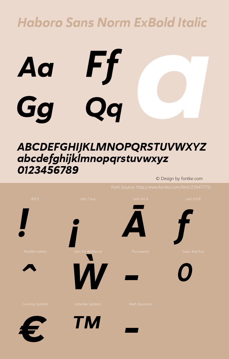 Haboro Sans Norm ExBold Italic Version 1.000图片样张