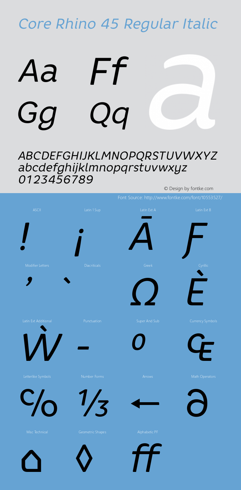 Core Rhino 45 Regular Italic Version 1.000图片样张