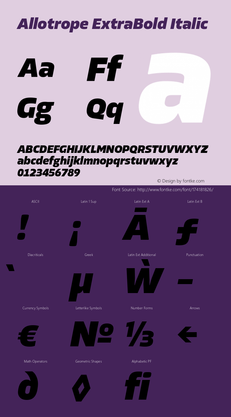 Allotrope ExtraBold Italic Version 1.000 | web-TT图片样张