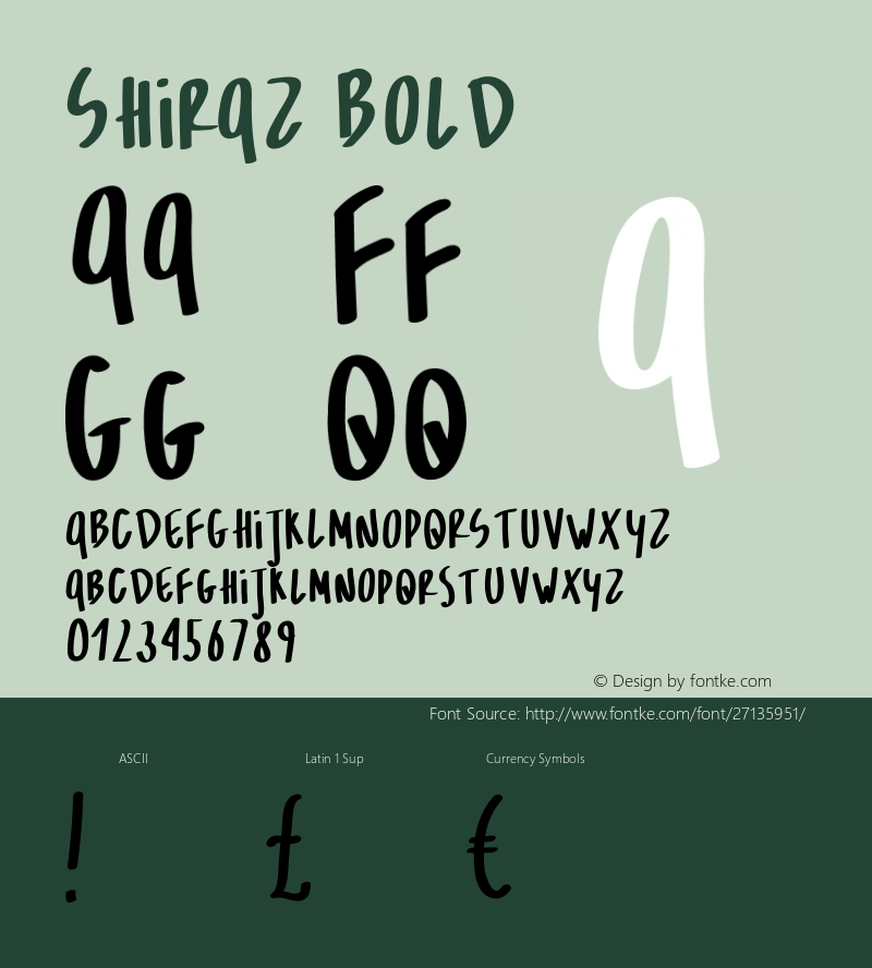 Shiraz Bold Version 1.001;Fontself Maker 1.1.0图片样张