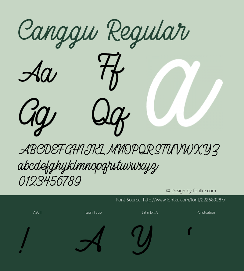 Canggu Version 1.00;October 31, 2020;FontCreator 12.0.0.2555 64-bit图片样张