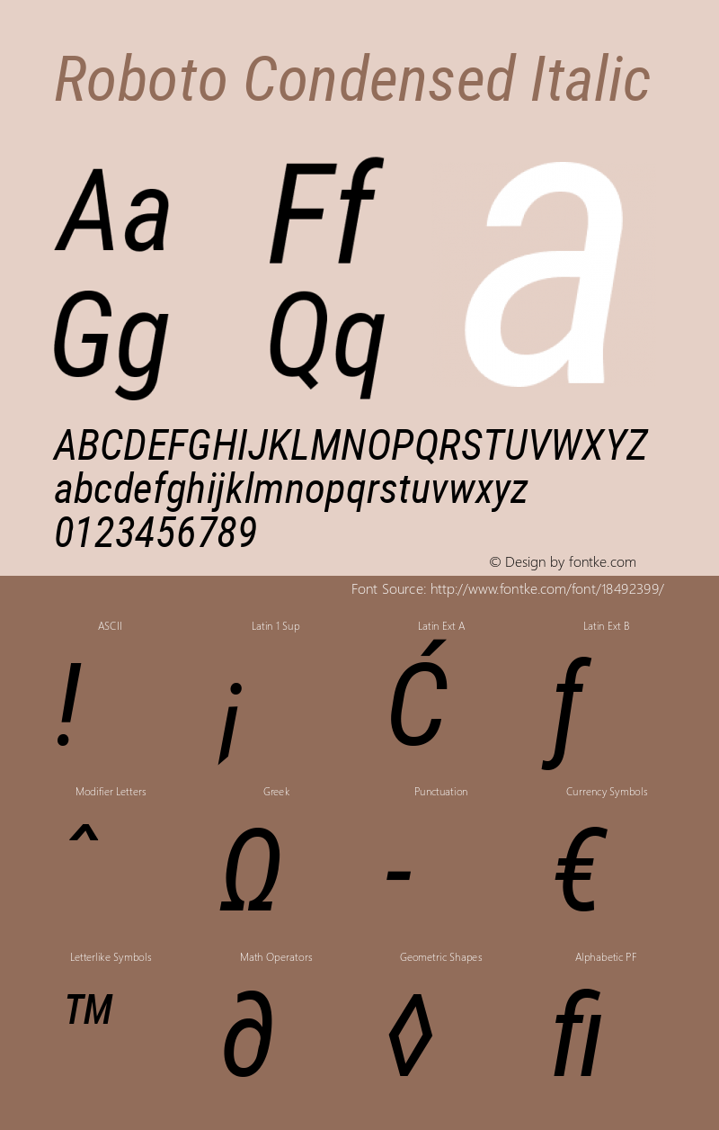 Roboto Condensed Italic Version 2.000980; 2014图片样张