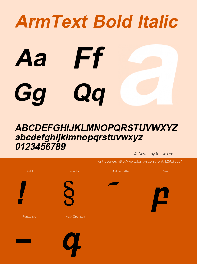 ArmText Bold Italic Version 2.90; 1994图片样张