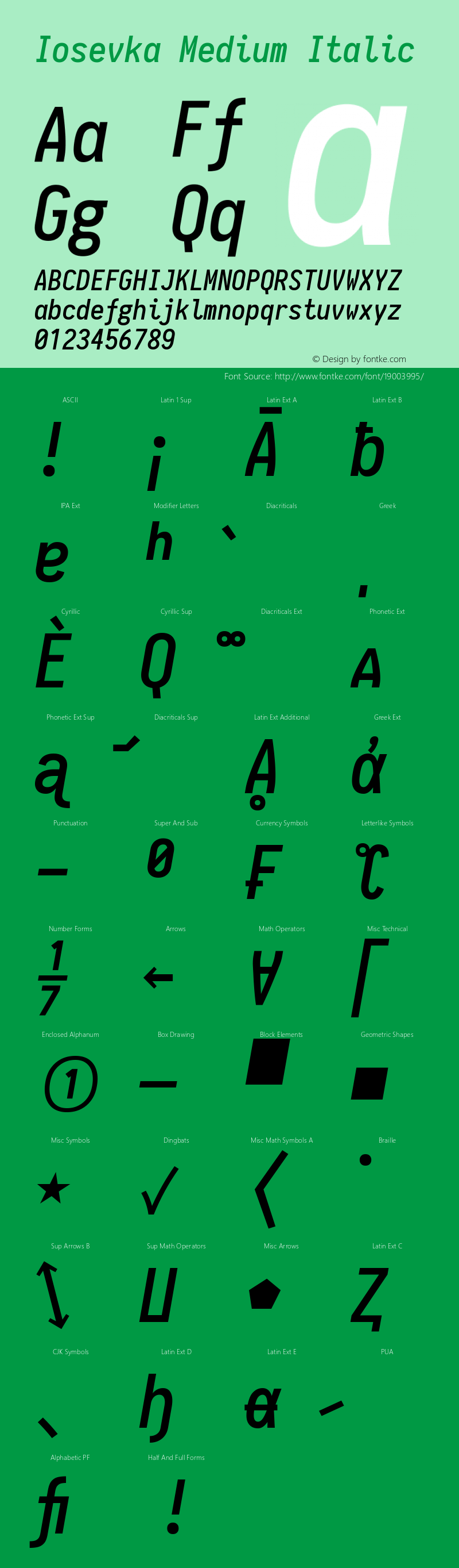 Iosevka Medium Italic 1.11.5; ttfautohint (v1.6)图片样张