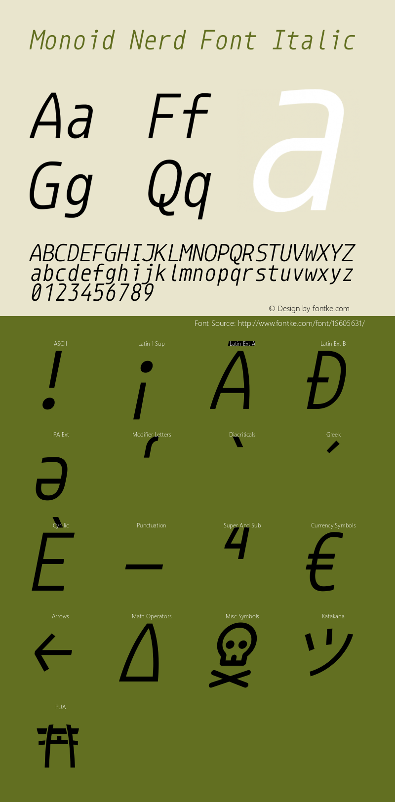 Monoid Nerd Font Italic Version 0.61;Nerd Fonts 0.8.图片样张