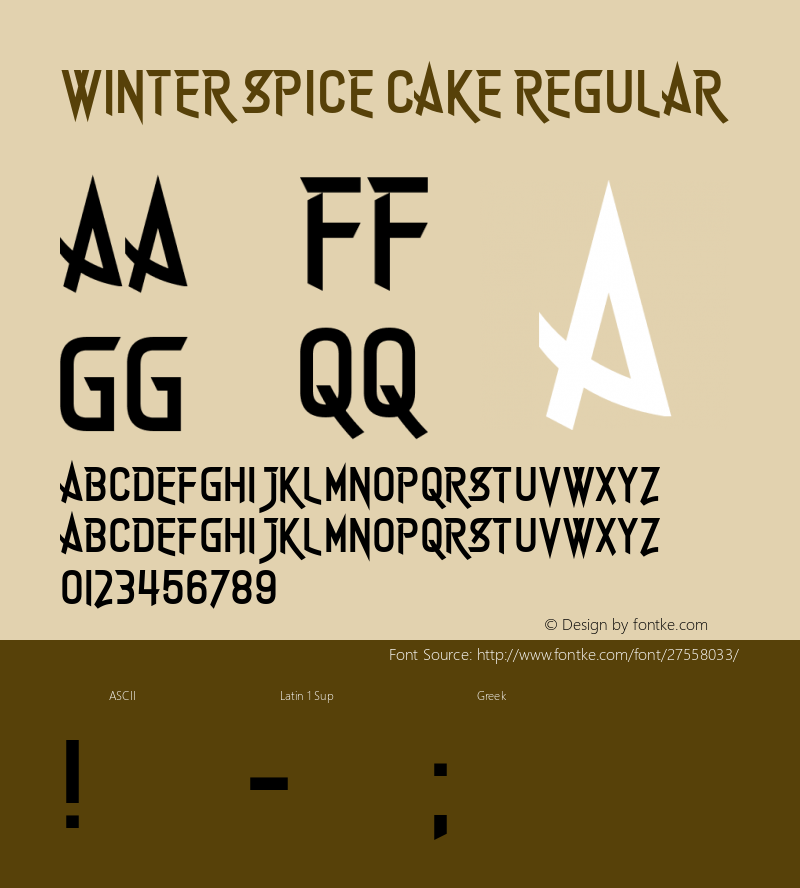 Winter Spice Cake Version 1.00;November 5, 2018;FontCreator 11.5.0.2427 64-bit图片样张