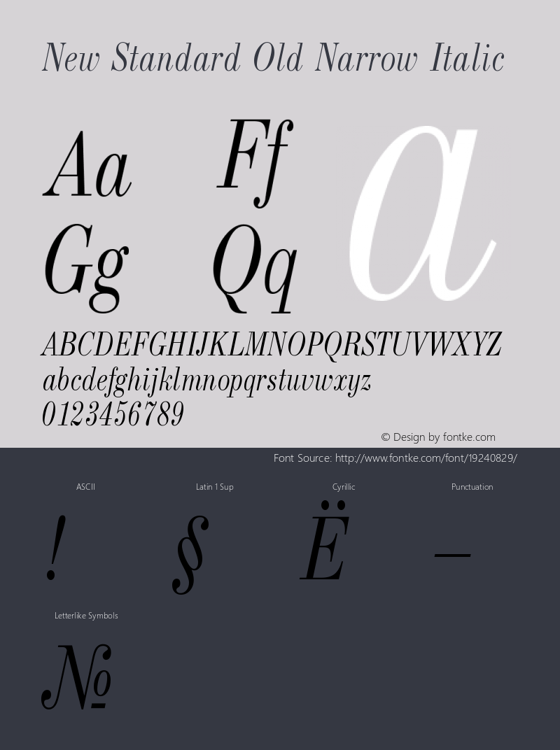 New Standard Old Narrow Italic Version 1.2i - 19.08.2005图片样张