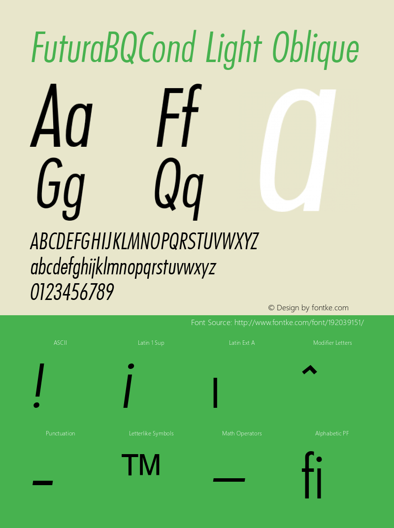 FuturaBQCond Light Oblique 001.000图片样张