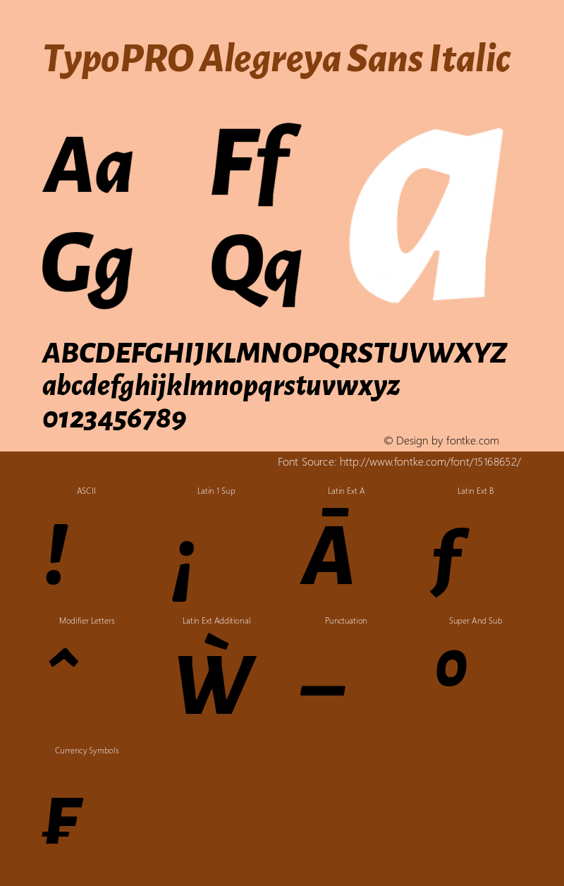 TypoPRO Alegreya Sans Italic Version 1.000;PS 001.000;hotconv 1.0.70;makeotf.lib2.5.58329 DEVELOPMENT图片样张