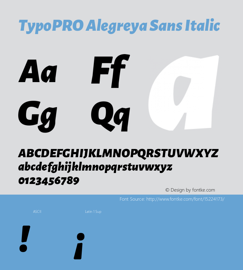 TypoPRO Alegreya Sans Italic Version 1.000;PS 001.000;hotconv 1.0.70;makeotf.lib2.5.58329 DEVELOPMENT图片样张