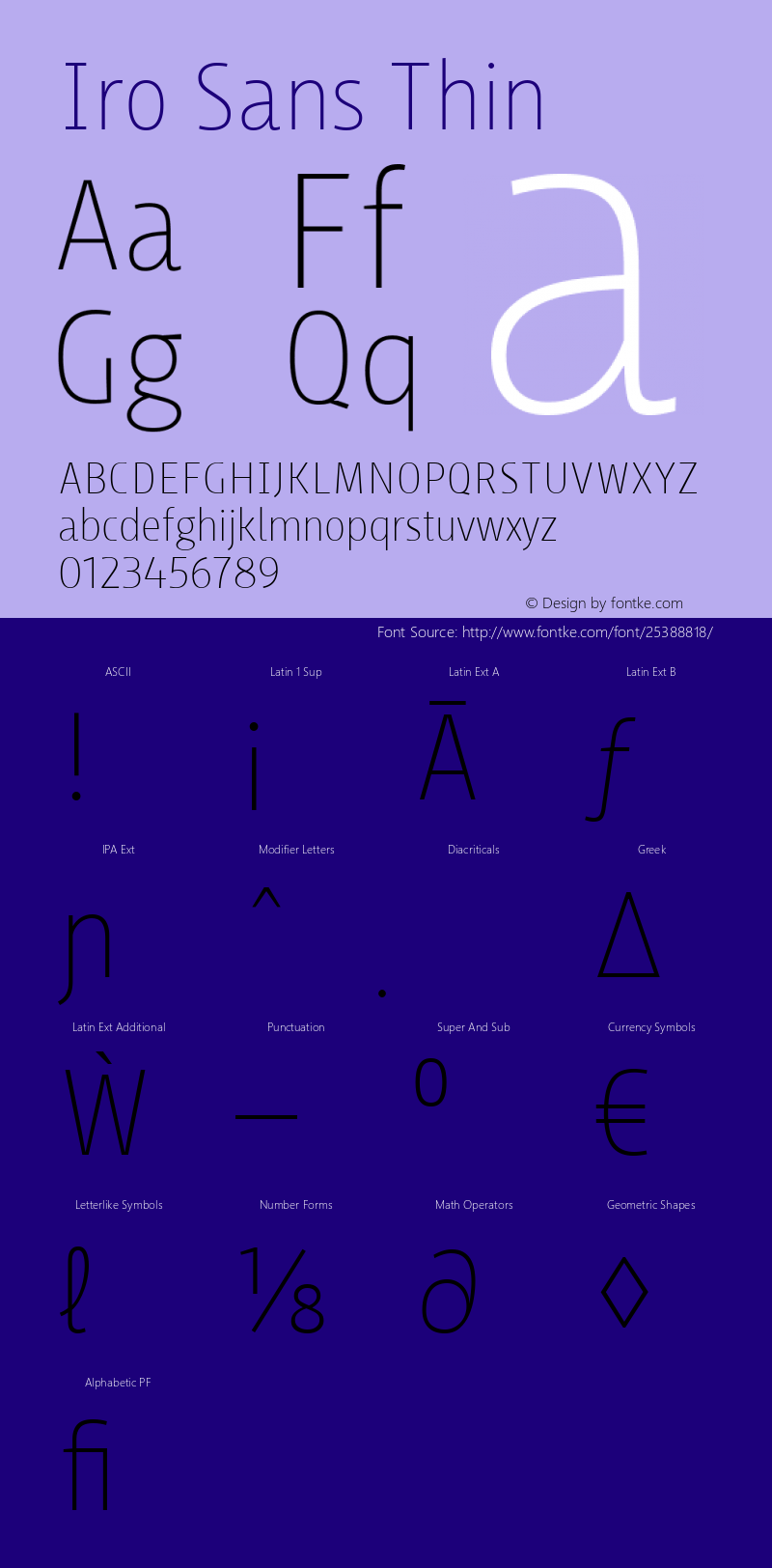 Iro Sans Thin Version 1.001;PS 001.001;hotconv 1.0.88;makeotf.lib2.5.64775图片样张