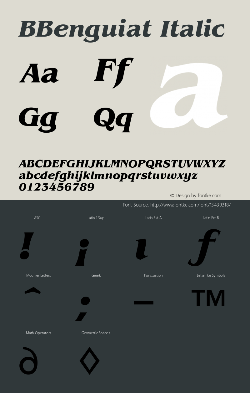 BBenguiat Italic Version 4.00 April 13, 2007图片样张