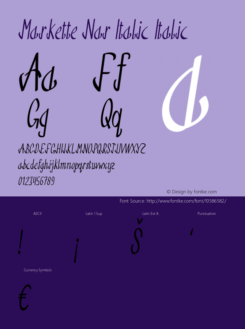 Markette Nar Italic Italic Version 1.000图片样张