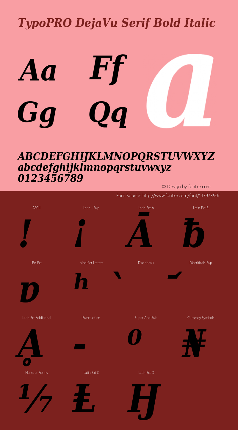 TypoPRO DejaVu Serif Bold Italic Version 2.34图片样张