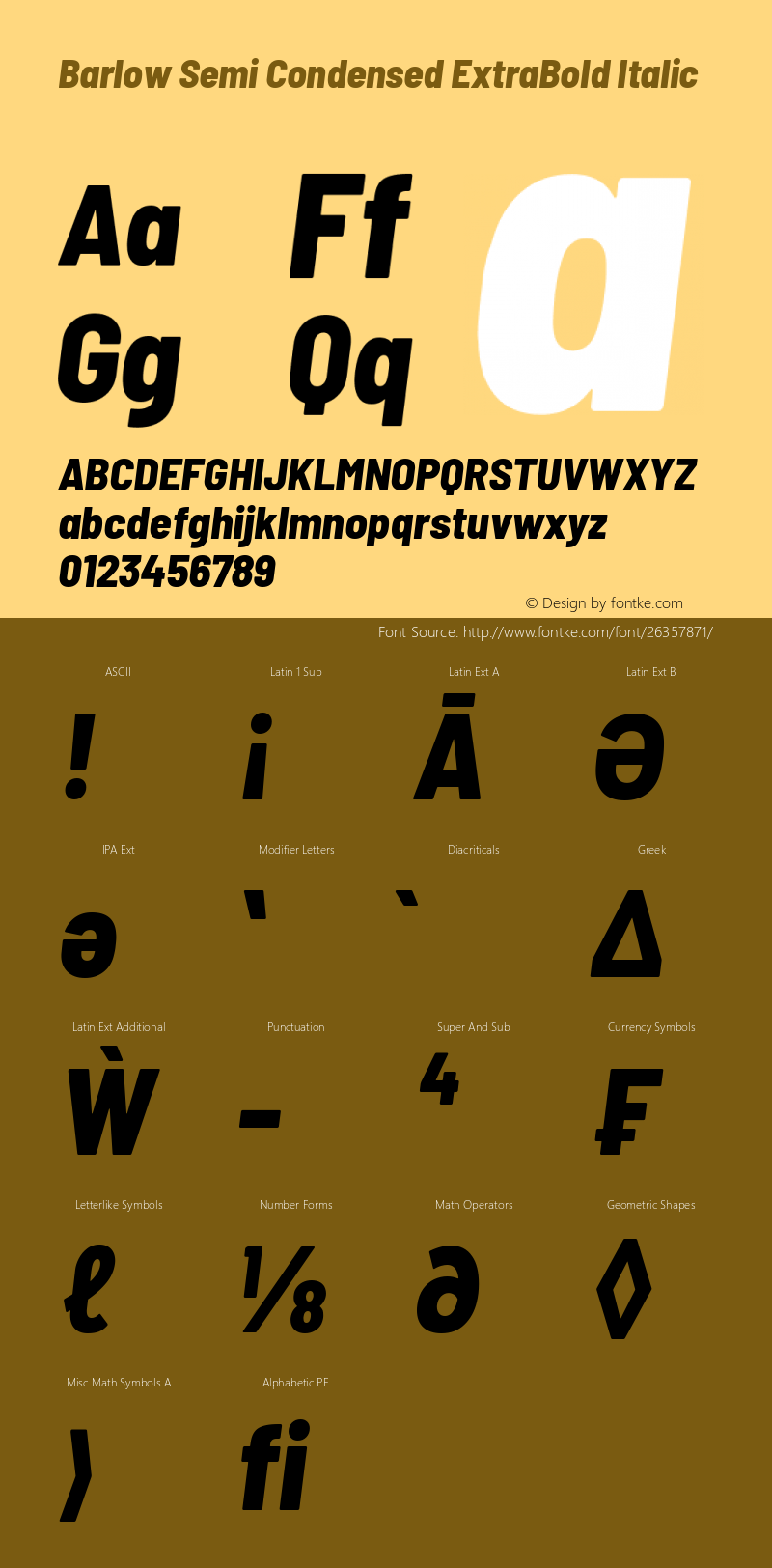 Barlow Semi Condensed ExtraBold Italic Version 1.403图片样张