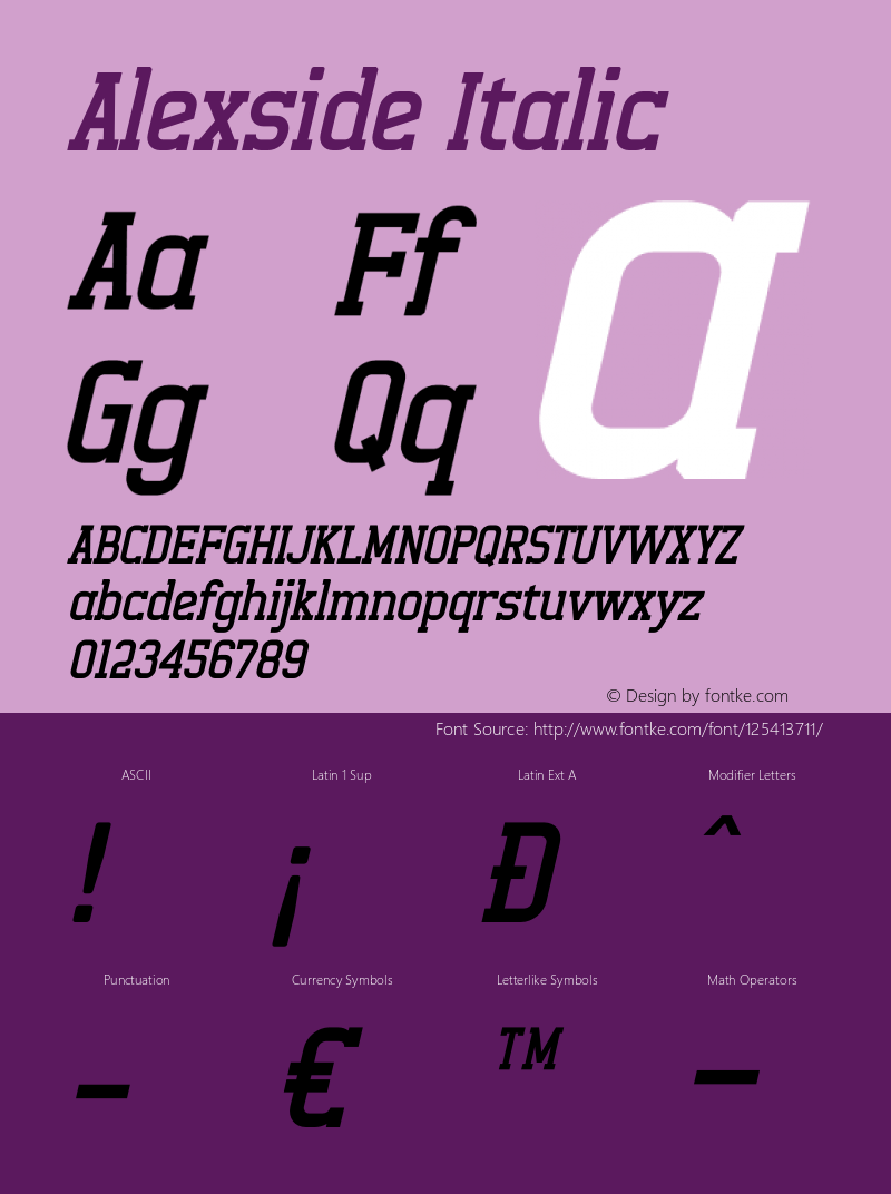 Alexside Italic Version 1.00;March 9, 2021;FontCreator 13.0.0.2683 64-bit图片样张