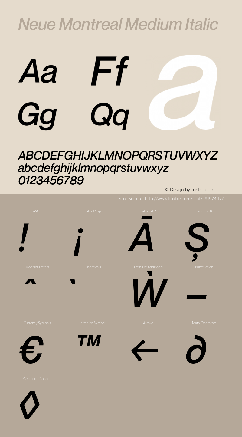 Neue Montreal Medium Italic Version 1.000;PS 001.000;hotconv 1.0.88;makeotf.lib2.5.64775图片样张